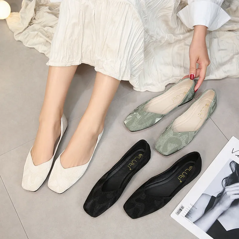 2021 Spring Net Celebrity Simple Style Breathable Knitted Single Shoes Women