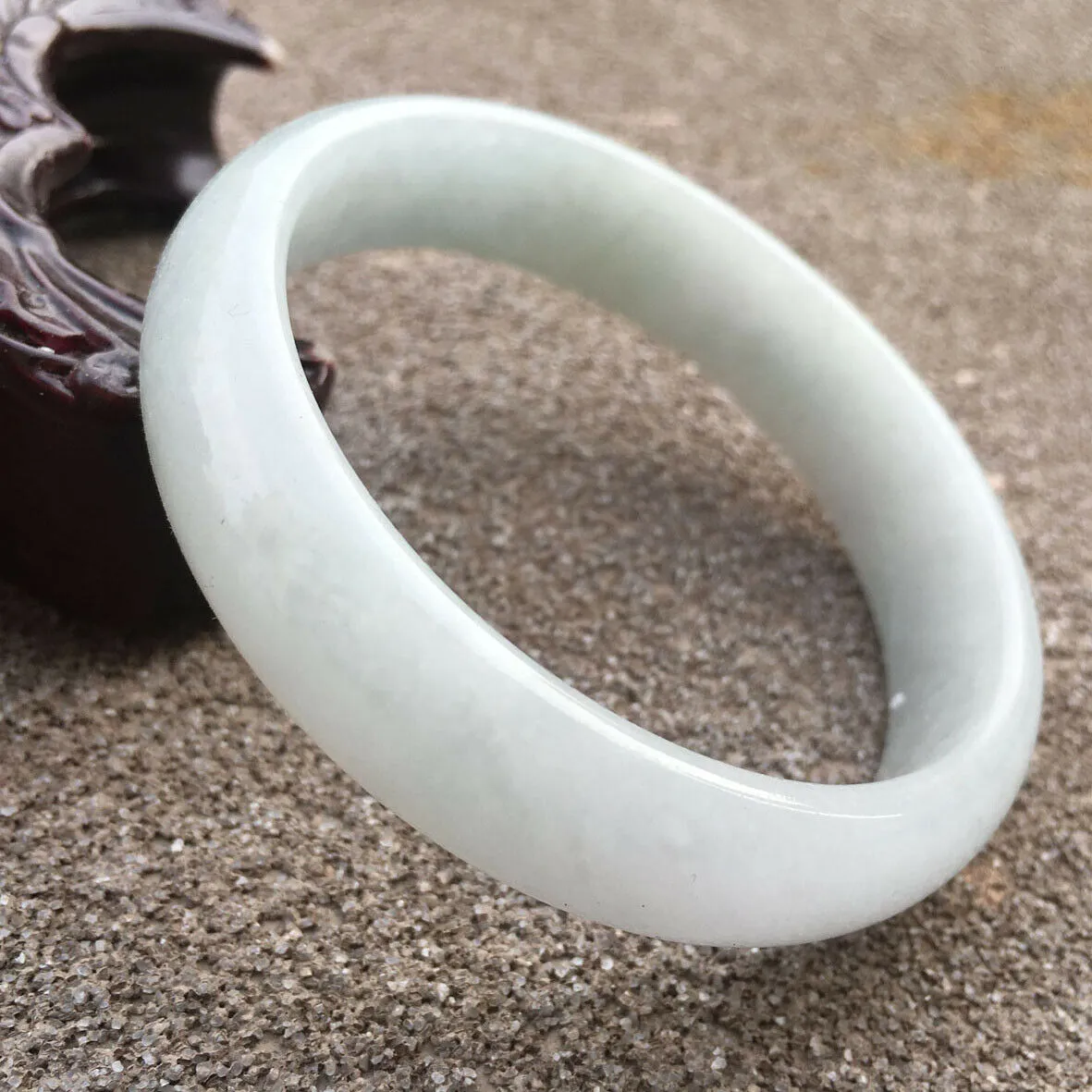 57/58/59mm Certified Natural Lavender Jadeite Emerald A*Jade HandCarved Lucky Bracelet Bangle GX461