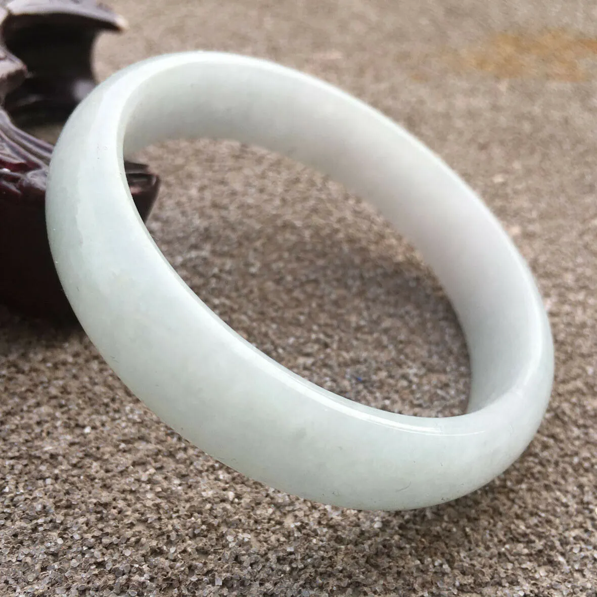 57/58/59mm Certified Natural Lavender Jadeite Emerald A*Jade HandCarved Lucky Bracelet Bangle GX461