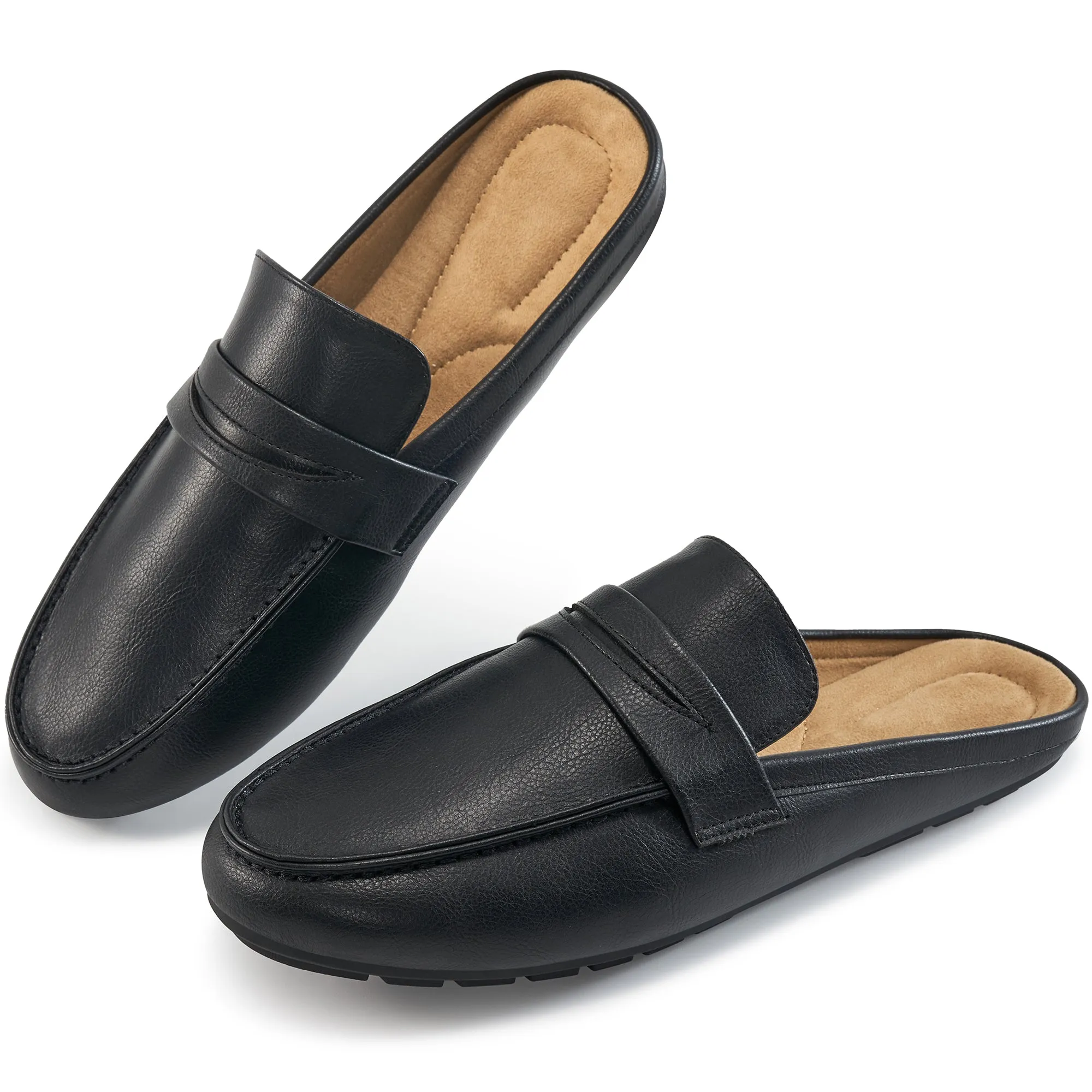 Ablanczoom Womens Loafers Comfortable Backless Leather Flat Sandals