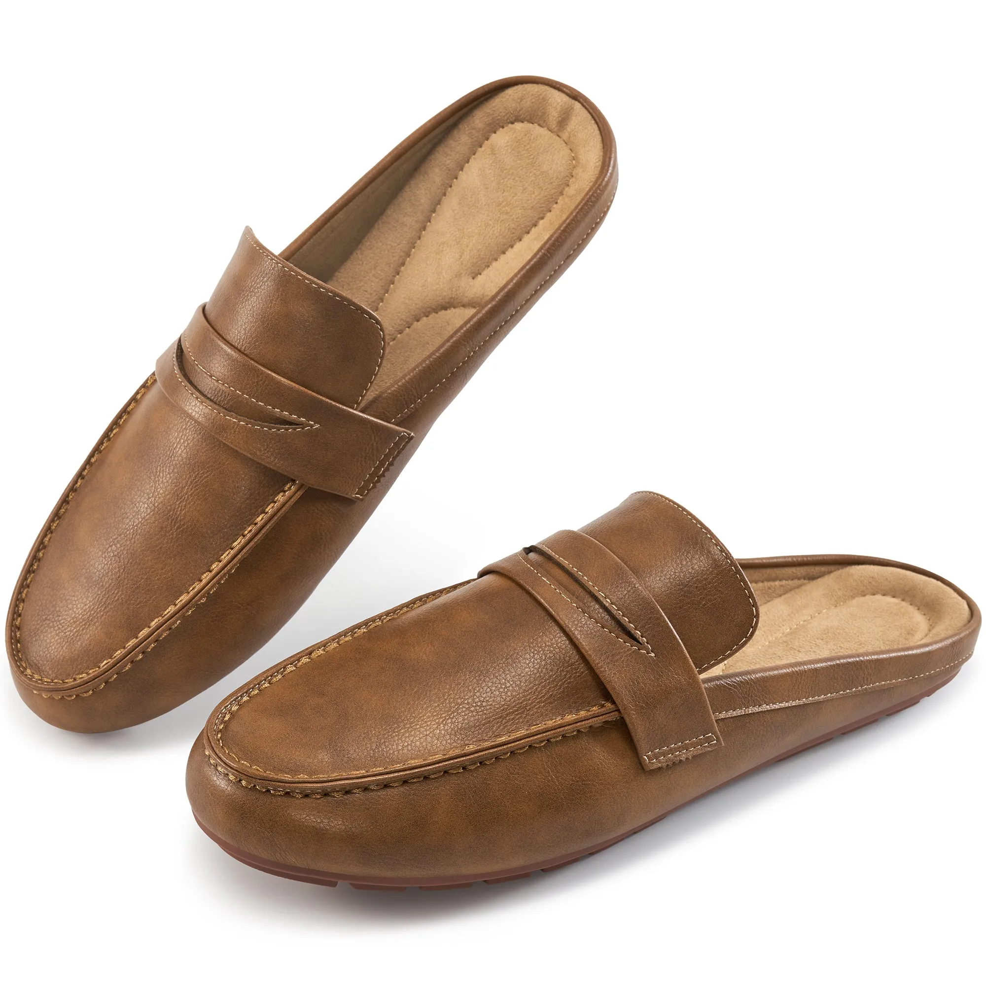 Ablanczoom Womens Loafers Comfortable Backless Leather Flat Sandals