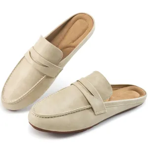 Ablanczoom Womens Loafers Comfortable Backless Leather Flat Sandals