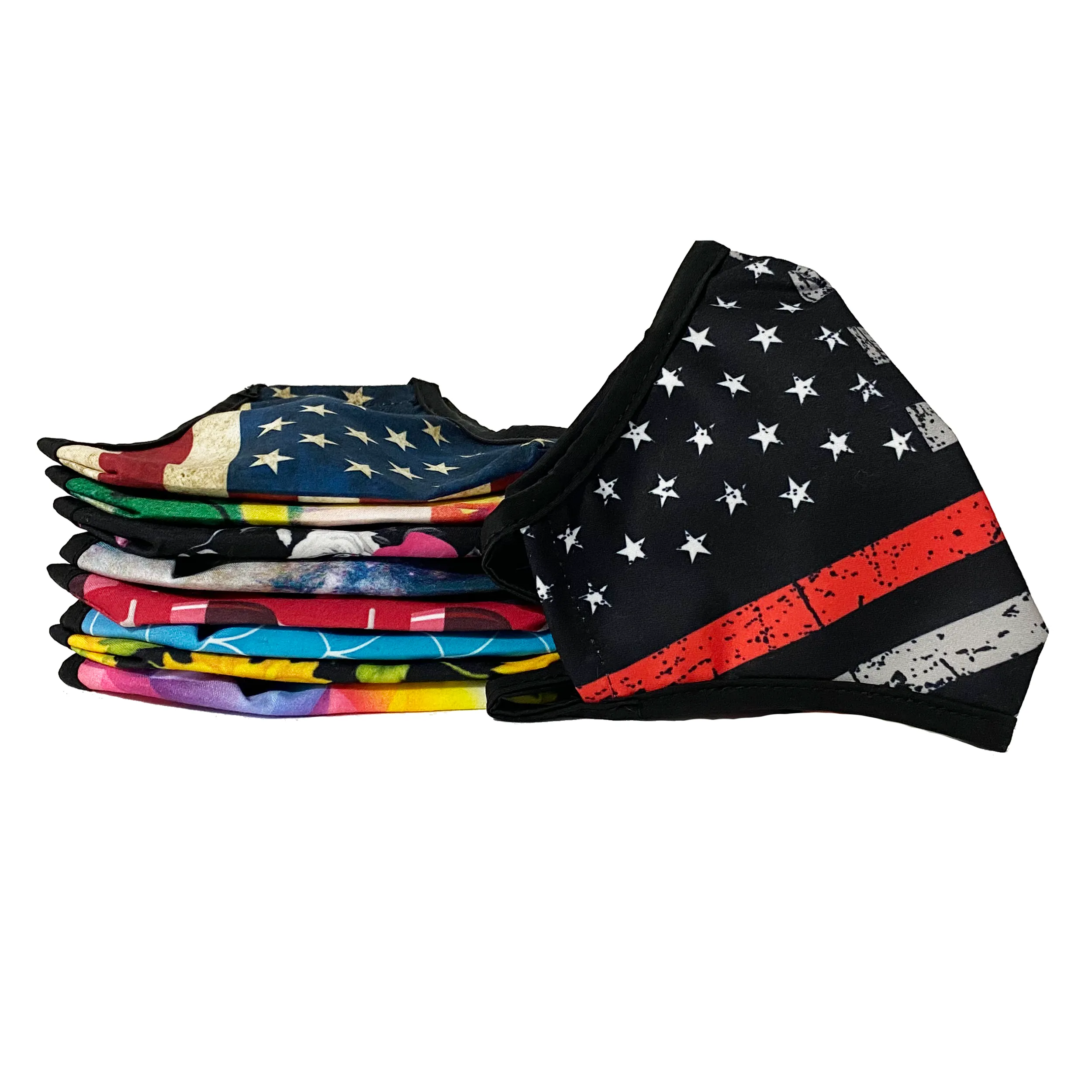 Adjustable Double Layered Ultra Soft Cotton Blend Face Masks - Washable & Reusable Patterned Mask for Men, Women - American Flag Black Mask