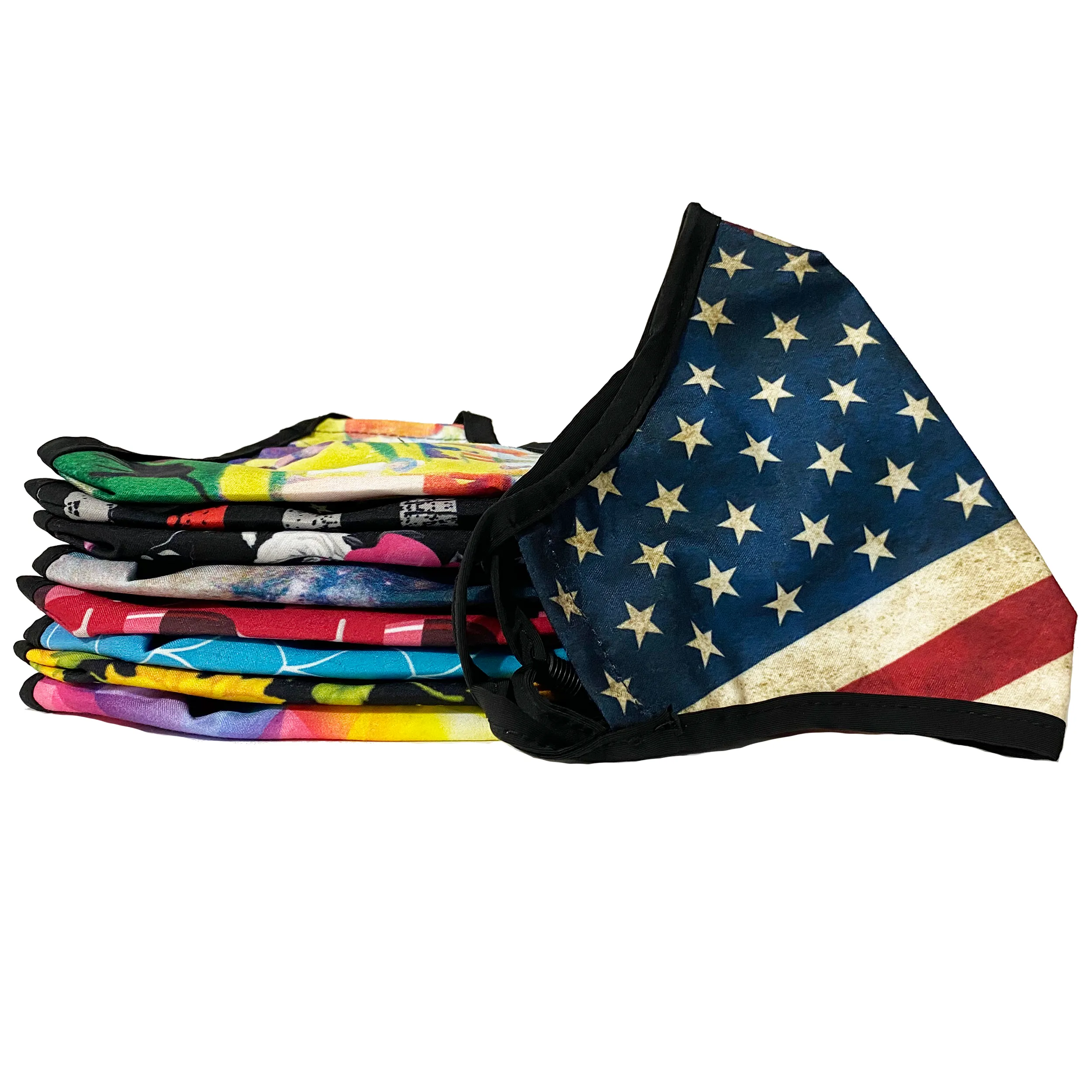 Adjustable Double Layered Ultra Soft Cotton Blend Face Masks - Washable & Reusable Patterned Mask for Men, Women - American Flag Mask