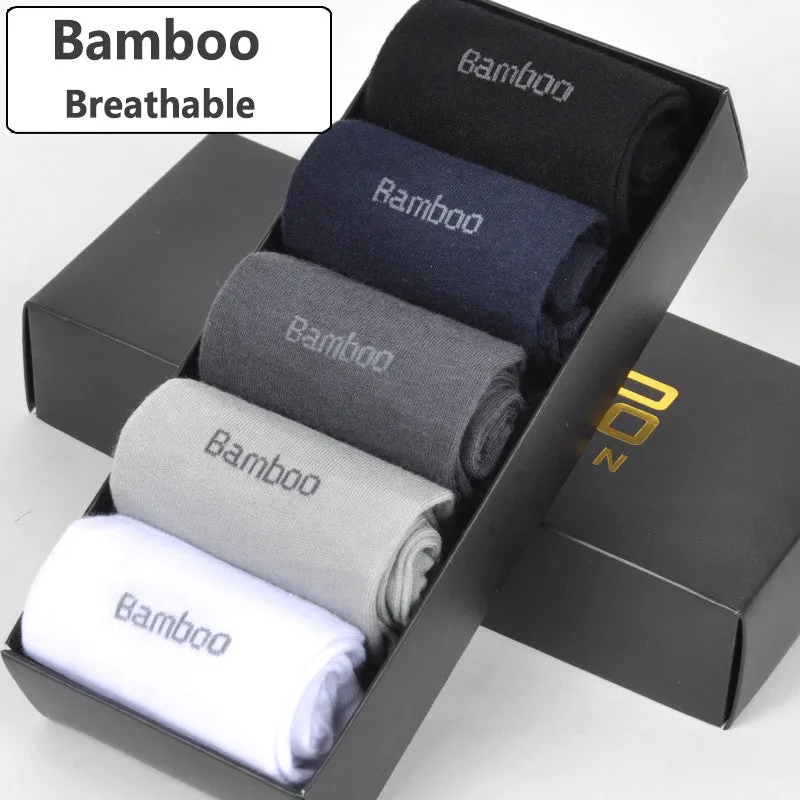Bamboo Fiber Socks Breathable Anti-Bacterial Men's Long Sock -  5pairs / lot
