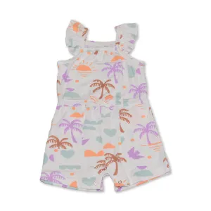 Bamboo Sleeveless Ruffle Romper (Boho Surf Print)