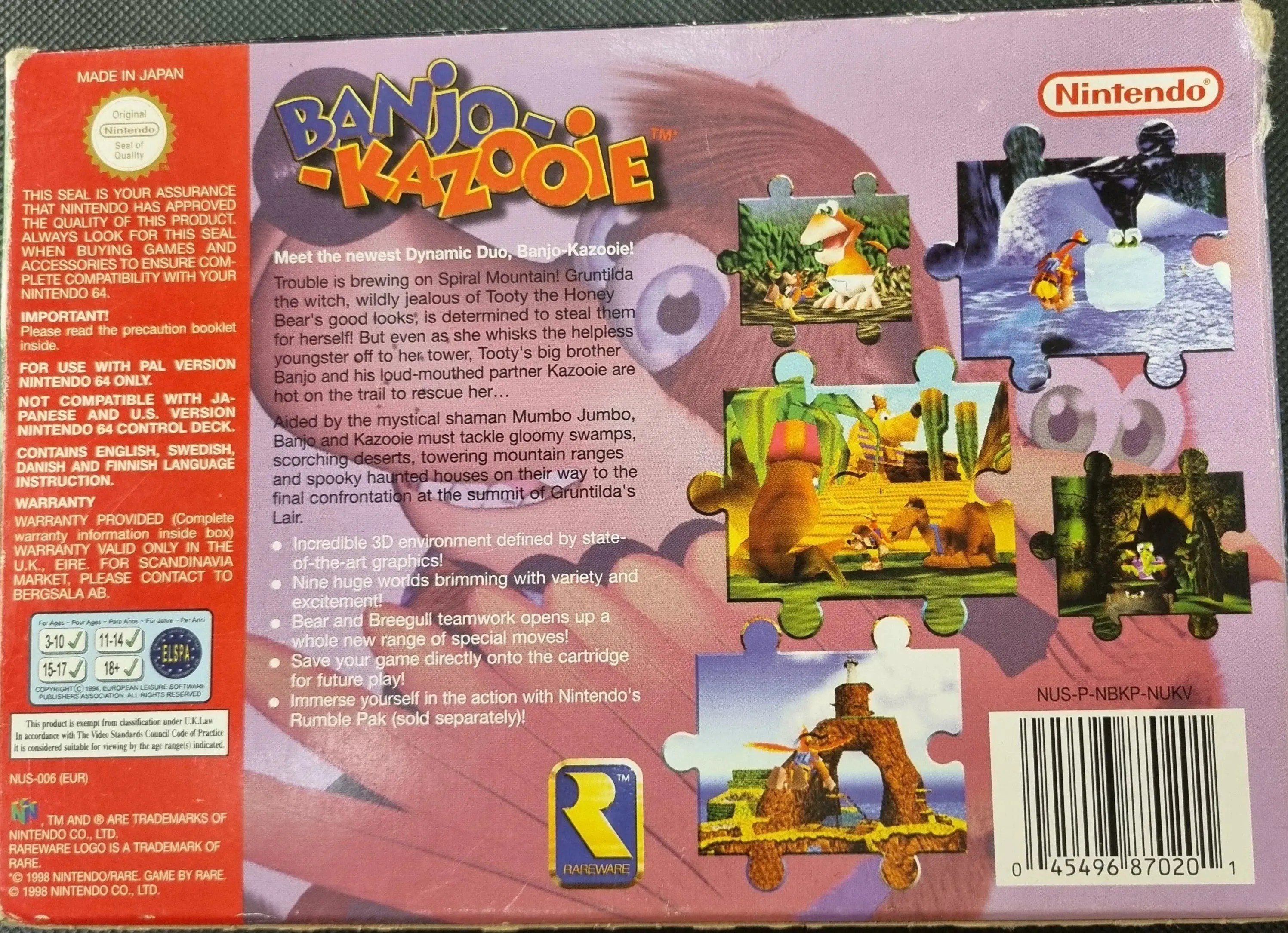Banjo Kazooie i æske (kosmetiske fejl)