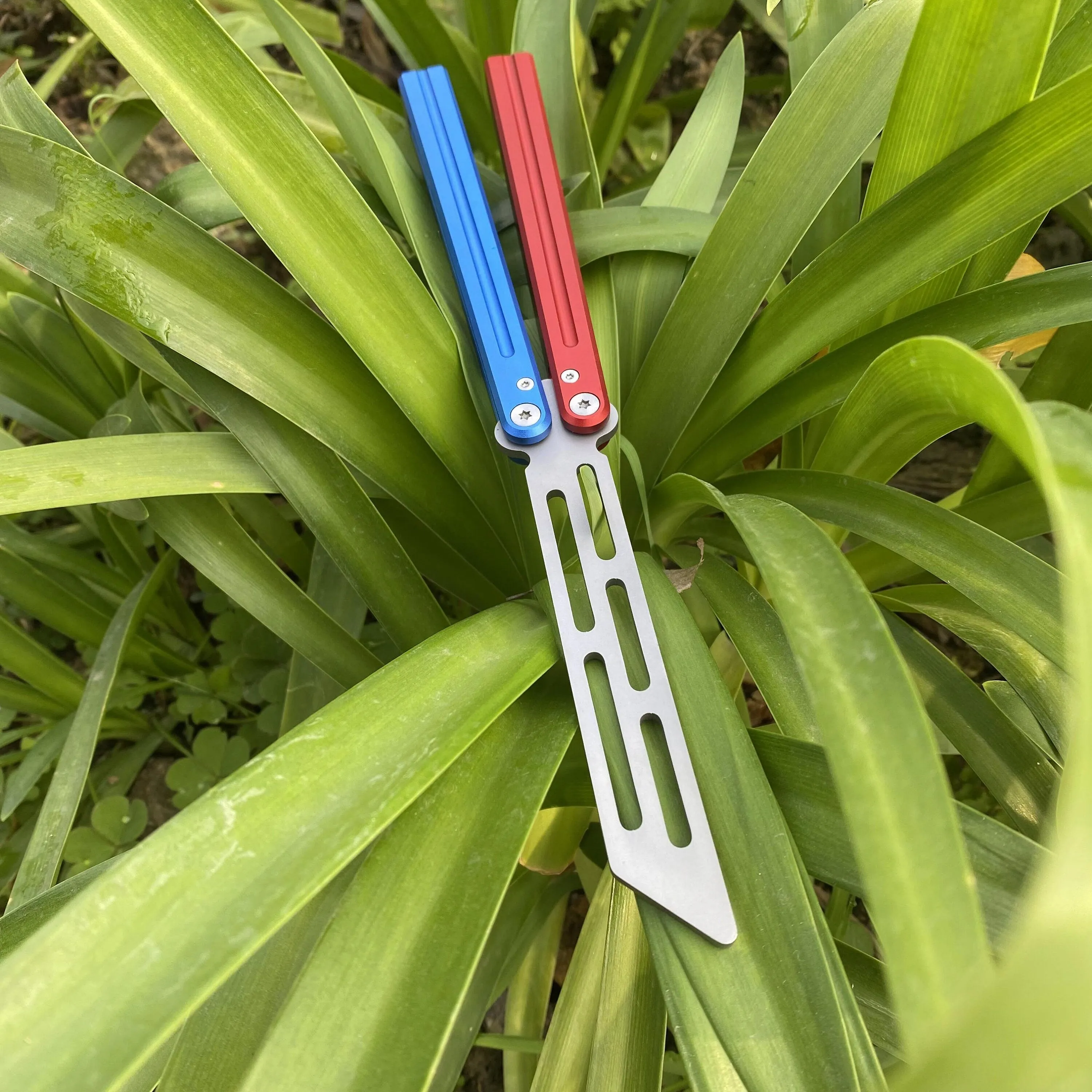 Blue Red Trainer Butterfly Knife