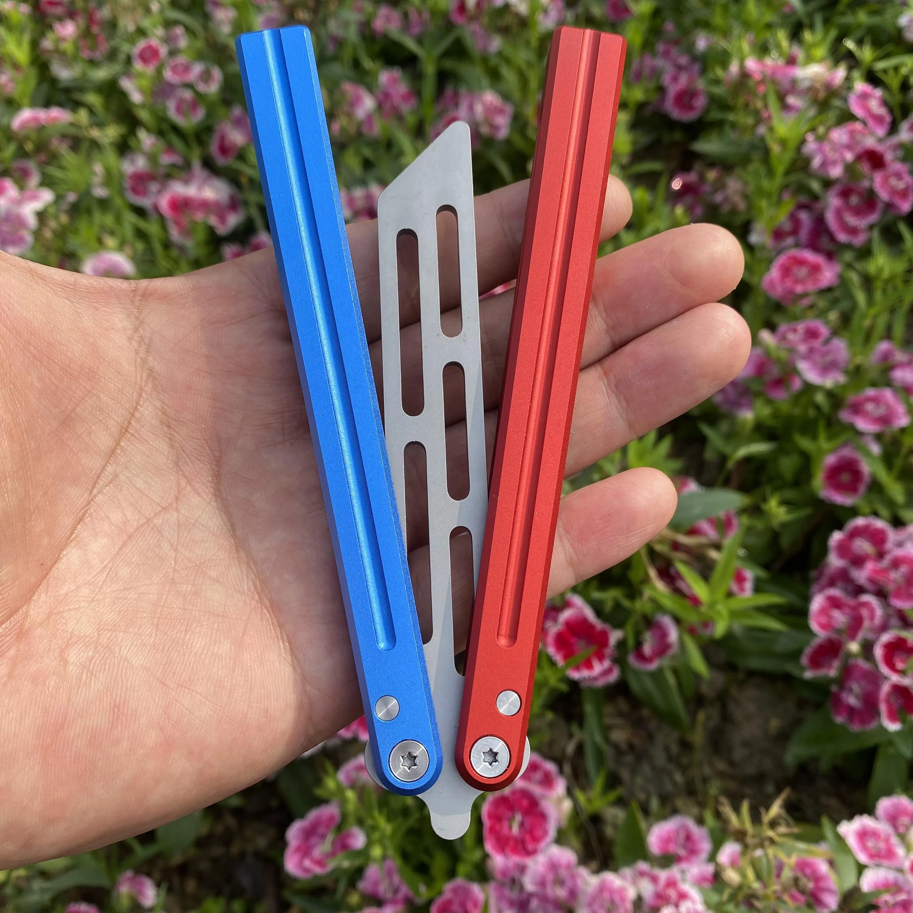 Blue Red Trainer Butterfly Knife
