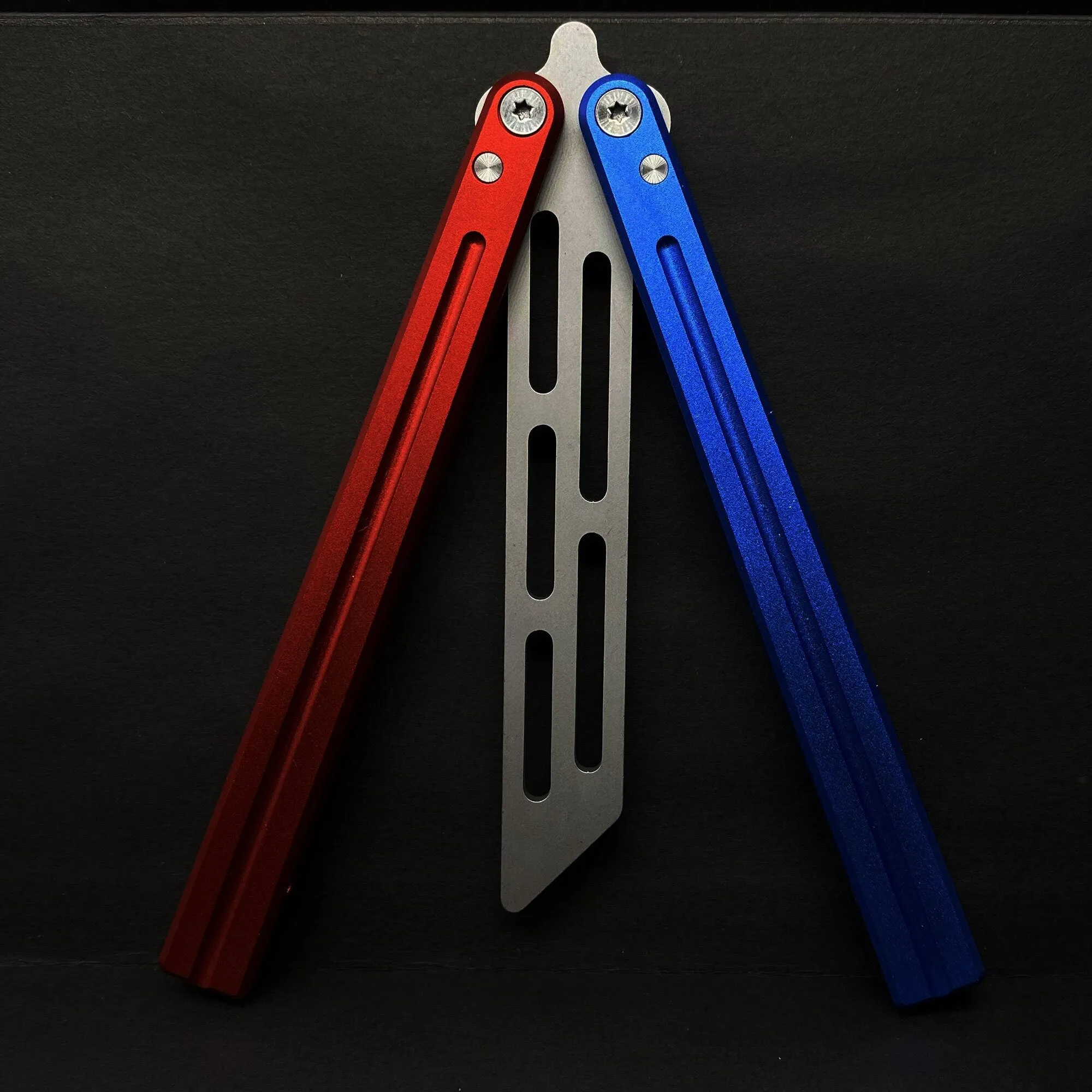 Blue Red Trainer Butterfly Knife