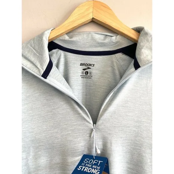BROOKS NWT Heather Glacier/Navy Dash 1/2 Zip Running Jacket Women’s Medium
