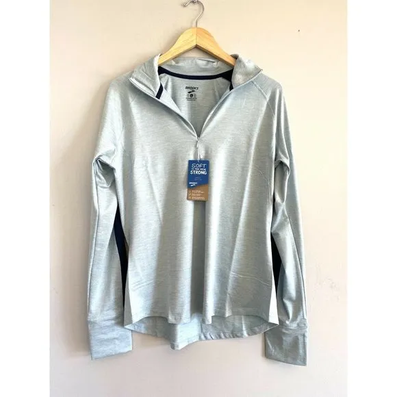 BROOKS NWT Heather Glacier/Navy Dash 1/2 Zip Running Jacket Women’s Medium
