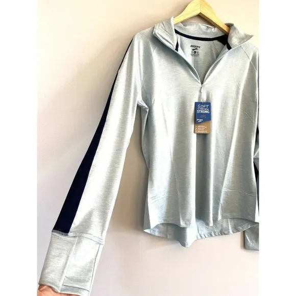 BROOKS NWT Heather Glacier/Navy Dash 1/2 Zip Running Jacket Women’s Medium
