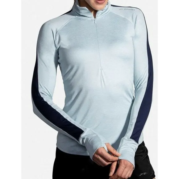 BROOKS NWT Heather Glacier/Navy Dash 1/2 Zip Running Jacket Women’s Medium