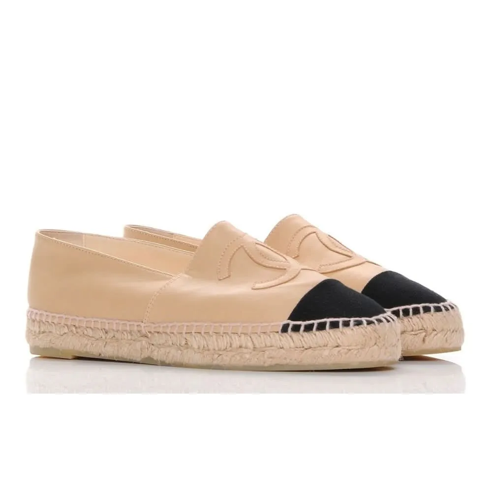 CHANEL Lambskin CC Espadrilles 'Beige Black'
