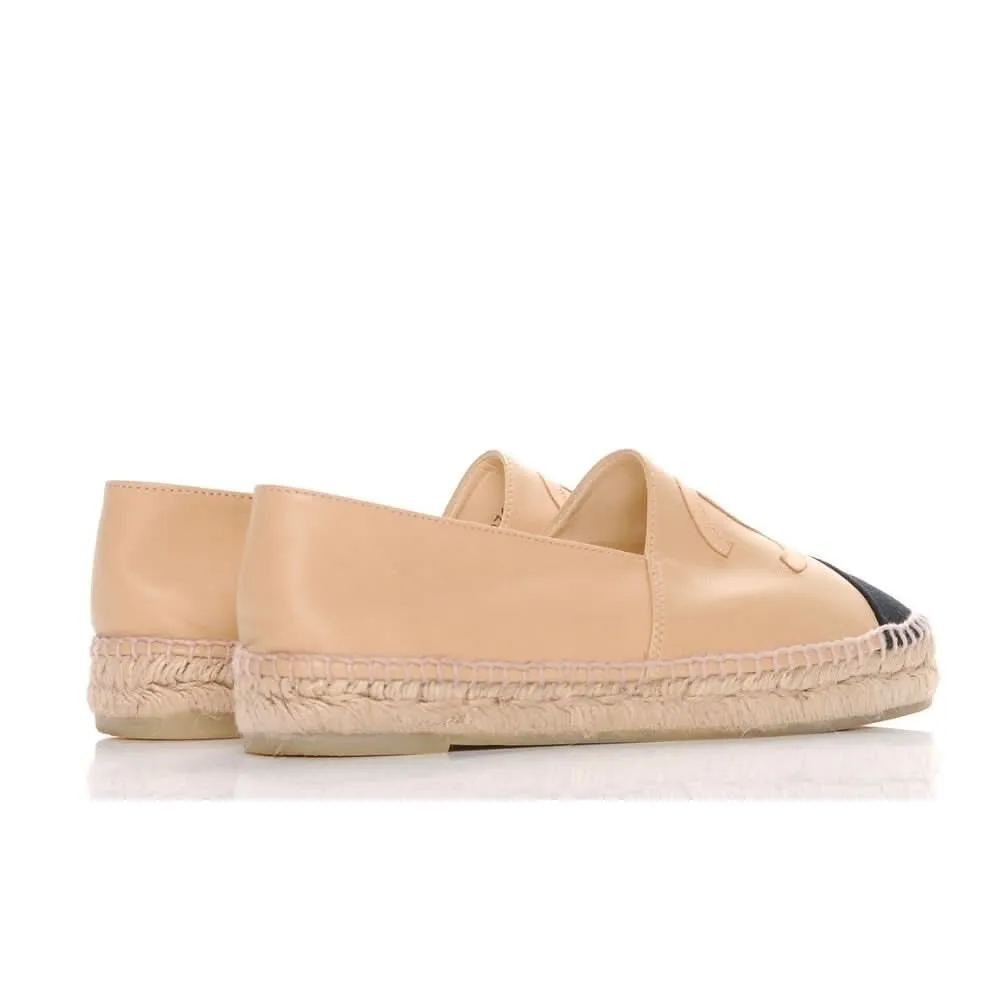 CHANEL Lambskin CC Espadrilles 'Beige Black'