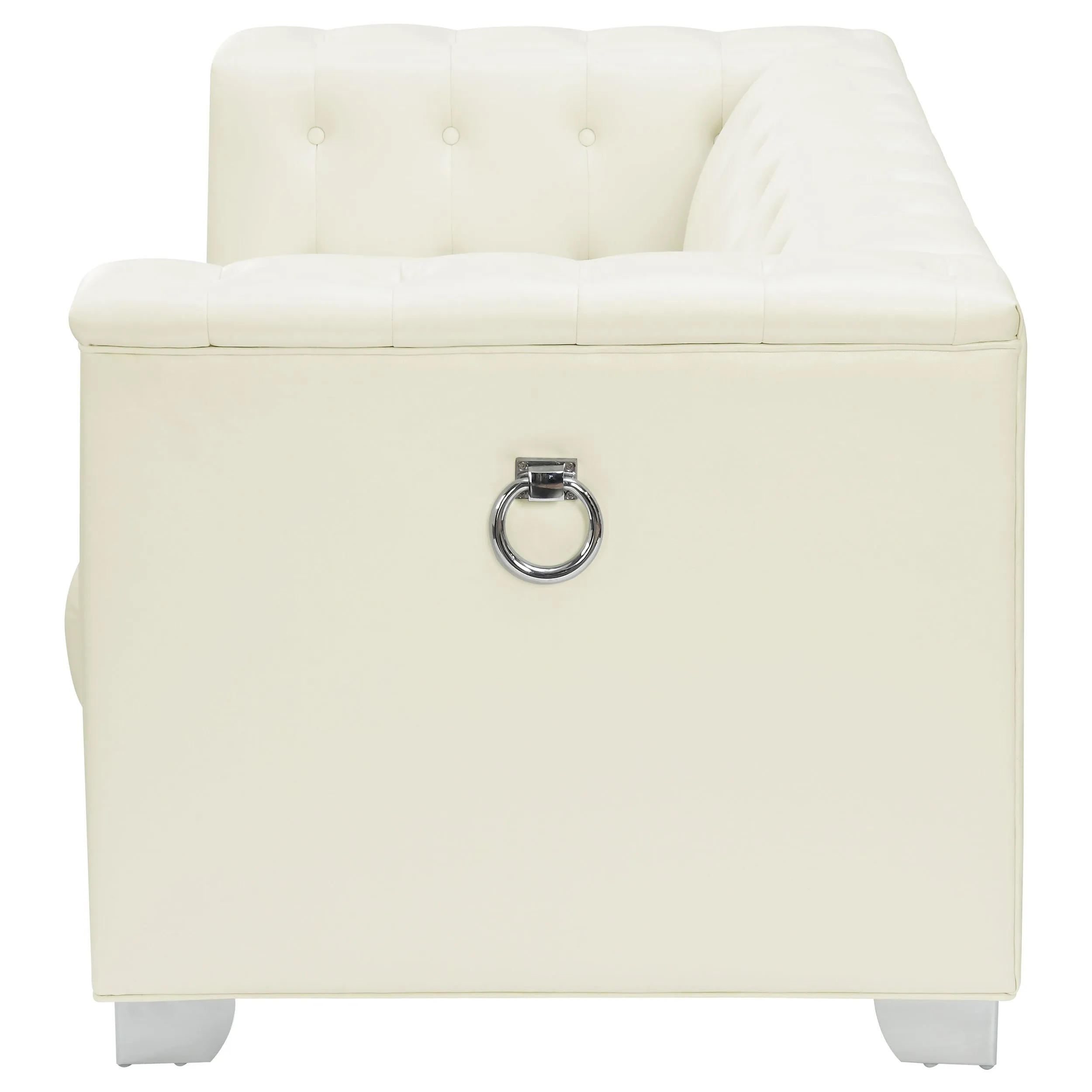 Chaviano Upholstered Track Arm Loveseat Pearl White