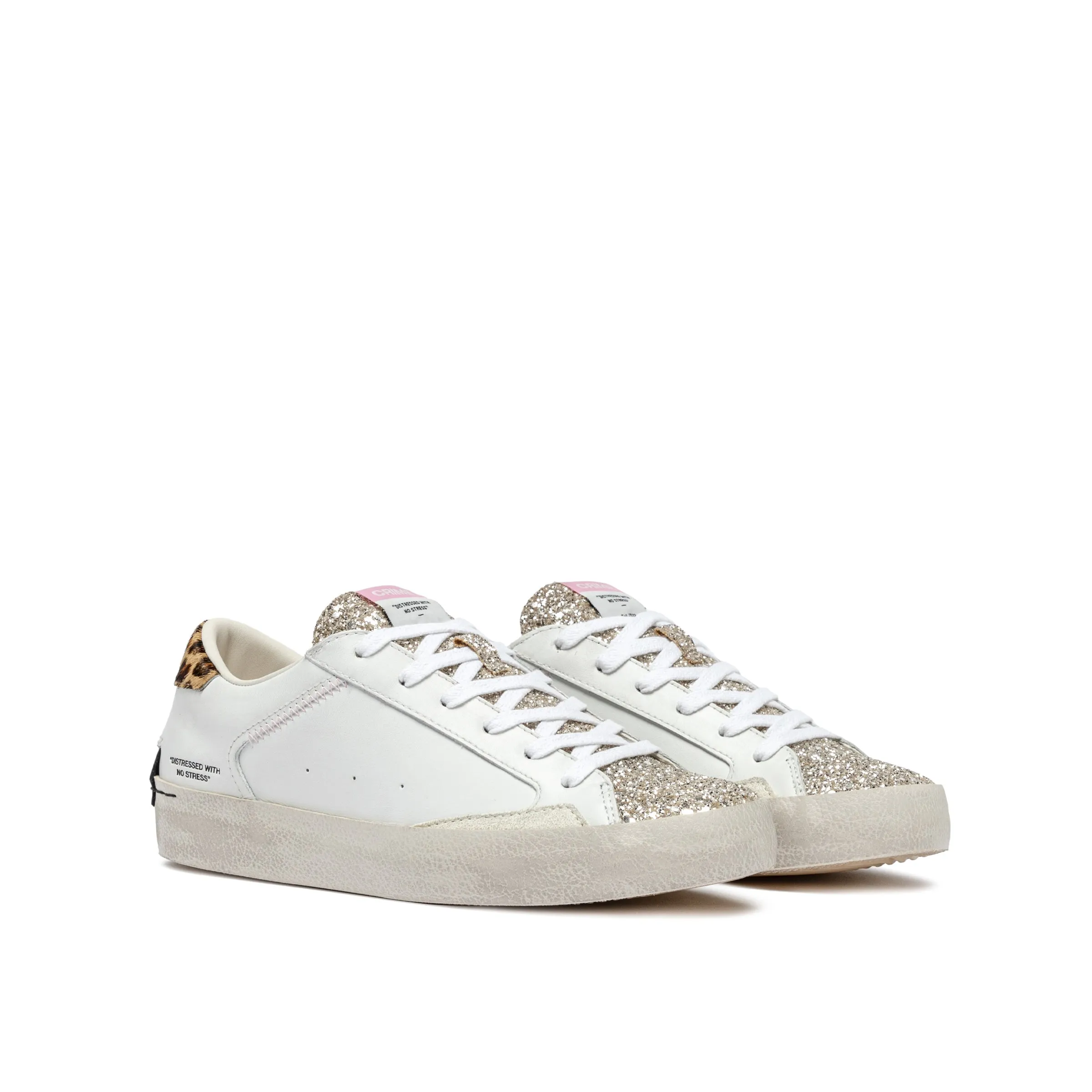 Crime London Glitter Glaze Distressed Platform Trainers