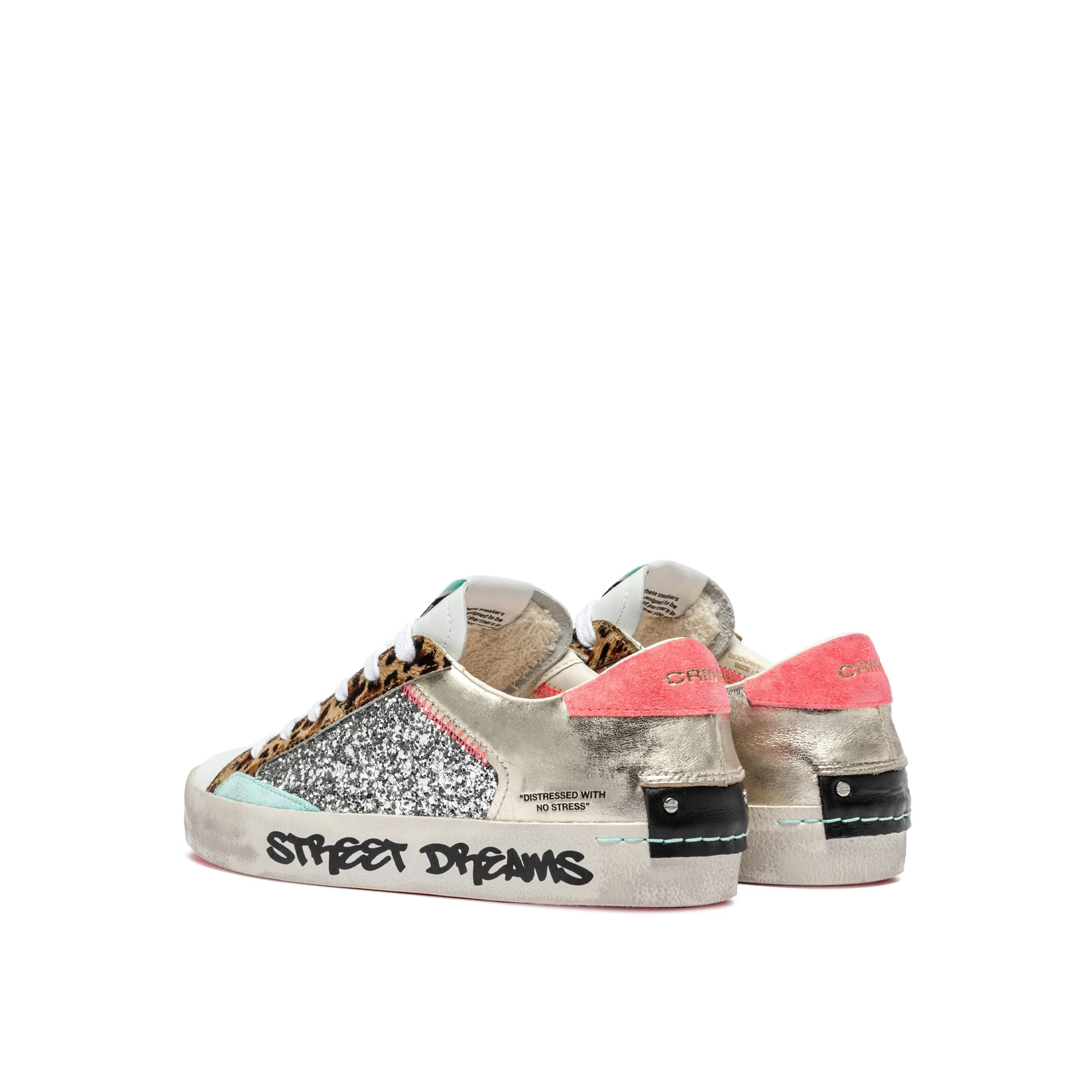 Crime London Platinum Wildlife Distressed Platform Sole Trainers