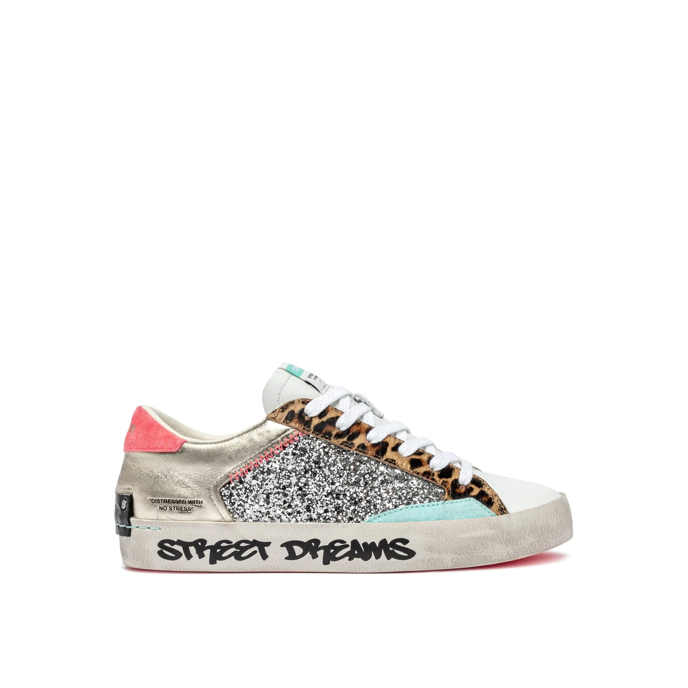 Crime London Platinum Wildlife Distressed Platform Sole Trainers