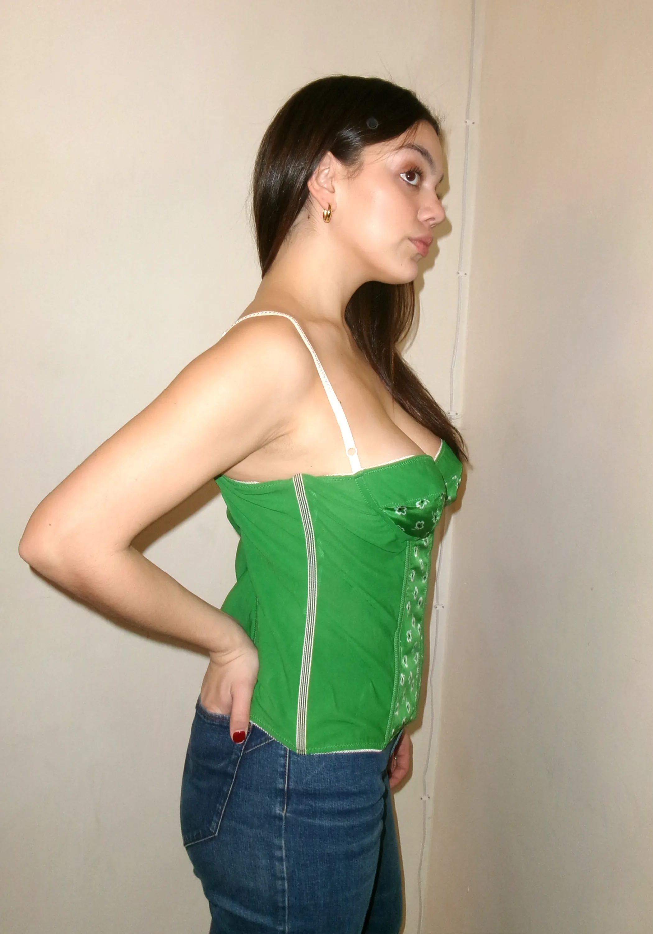 Dolce and Gabbana Green Floral Print Bustier