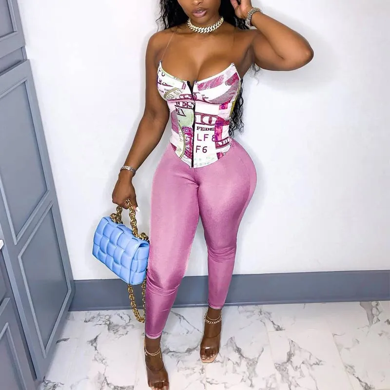 Dollar Pattern Sleeveless 2PCS Set