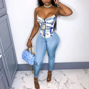 Dollar Pattern Sleeveless 2PCS Set