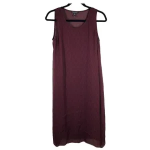 Eileen Fisher Maroon Silk Geo Print Tank Dress Sleeveless Size Petite Small