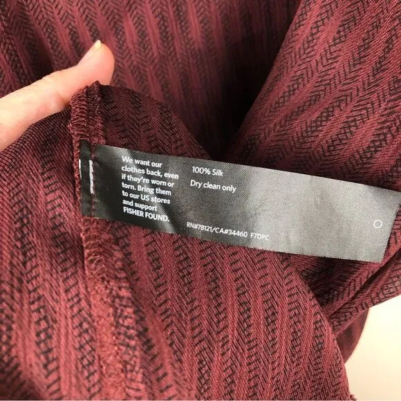 Eileen Fisher Maroon Silk Geo Print Tank Dress Sleeveless Size Petite Small