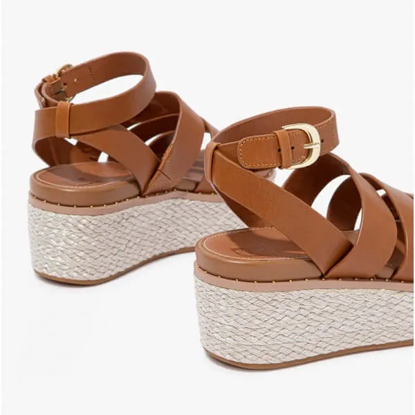 FitFlop ELOISE Womens Espadrille Strappy Wedge Sandals Light Tan