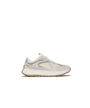 FitFlop F-Mode Flow Suede Mesh Leather Flatform Sneaker Urban White