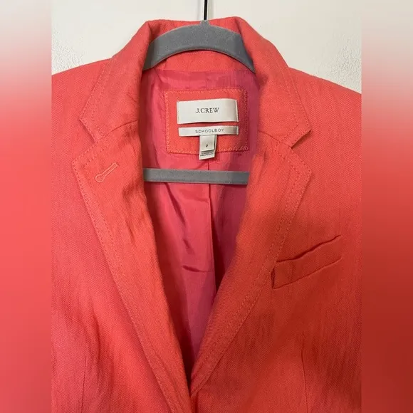 J. Crew Women’s Classic Schoolboy Blazer in Herringbone Coral Viscose Size 2