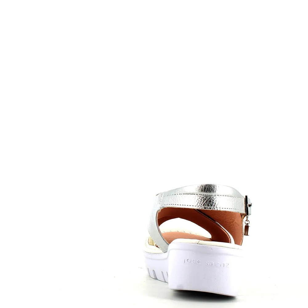 Jose Saenz Wedge Criss Sandal Gold/Silver