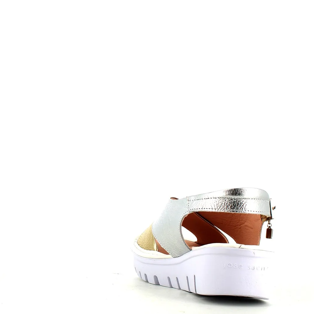 Jose Saenz Wedge Criss Sandal Gold/Silver