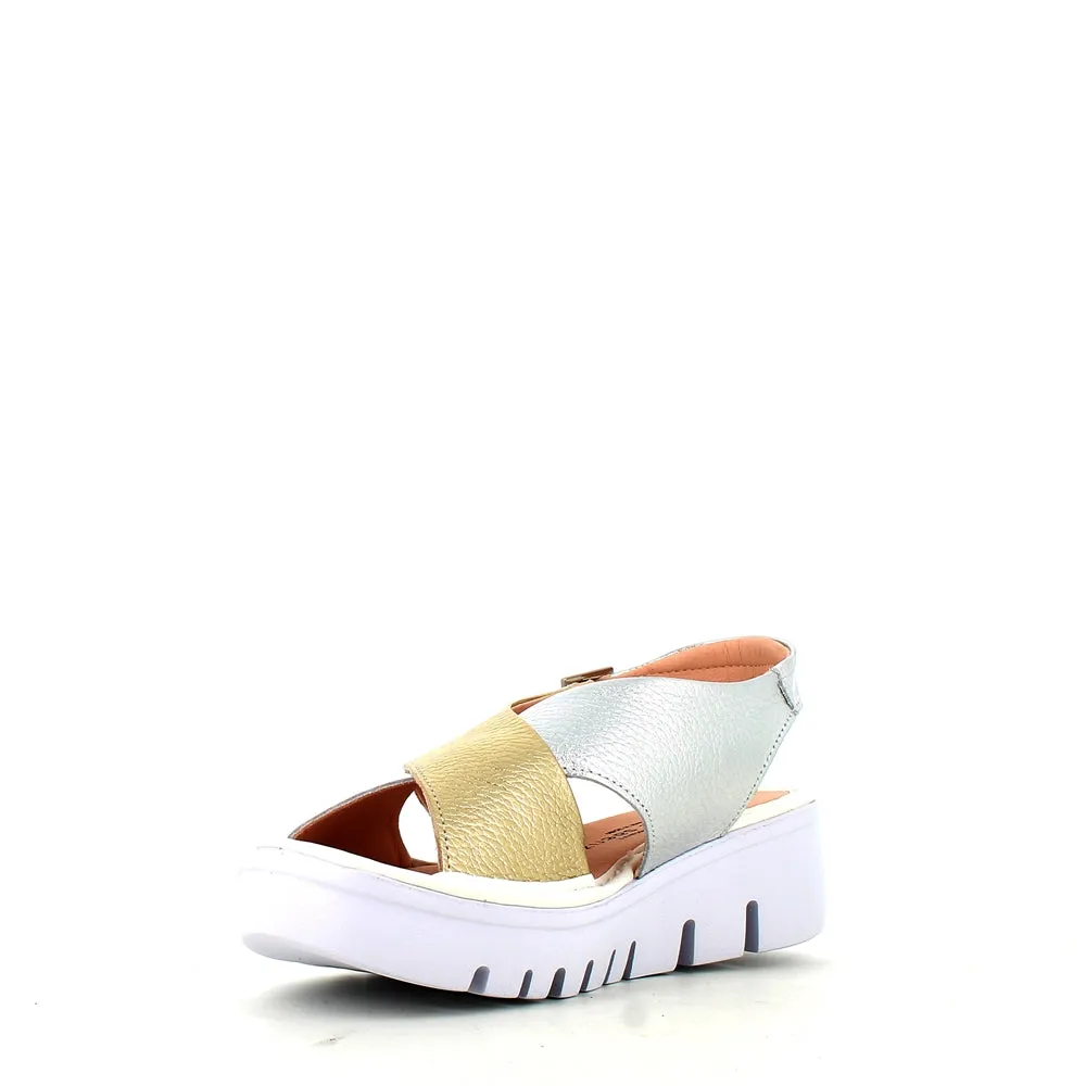 Jose Saenz Wedge Criss Sandal Gold/Silver