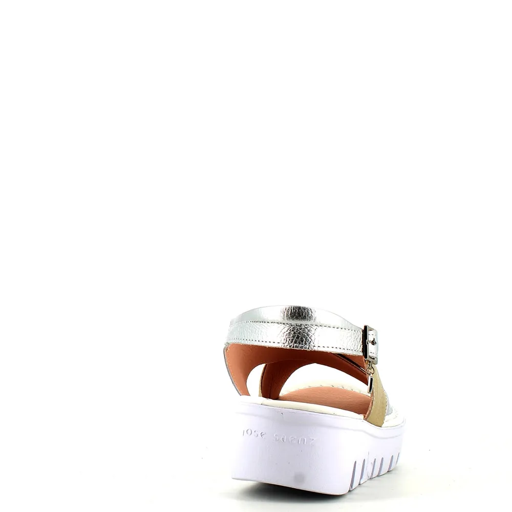 Jose Saenz Wedge Criss Sandal Gold/Silver