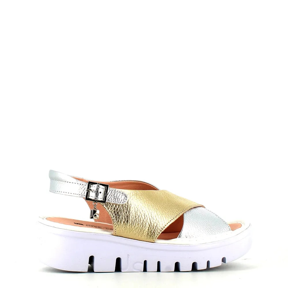 Jose Saenz Wedge Criss Sandal Gold/Silver