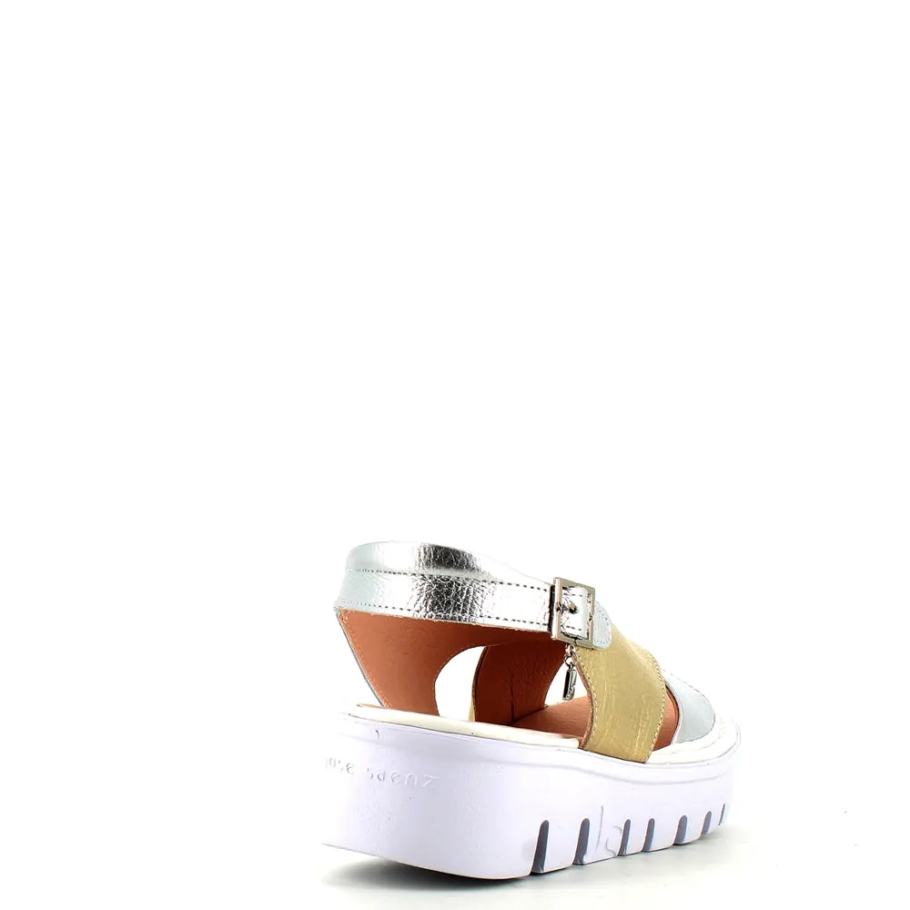 Jose Saenz Wedge Criss Sandal Gold/Silver