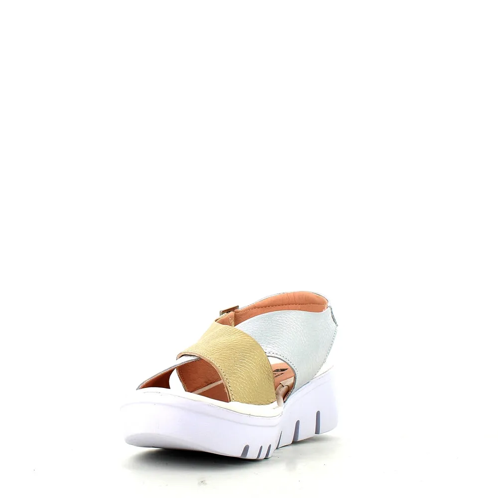 Jose Saenz Wedge Criss Sandal Gold/Silver
