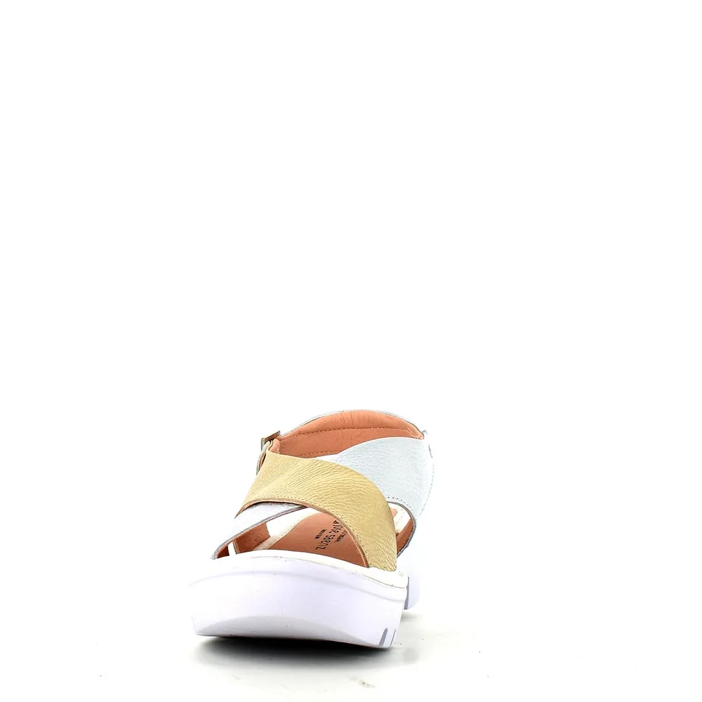 Jose Saenz Wedge Criss Sandal Gold/Silver