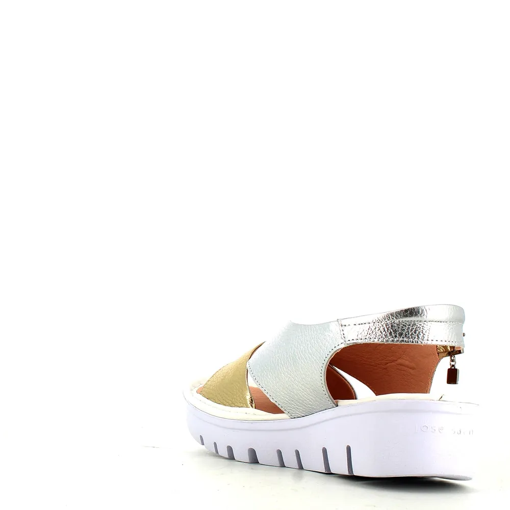 Jose Saenz Wedge Criss Sandal Gold/Silver