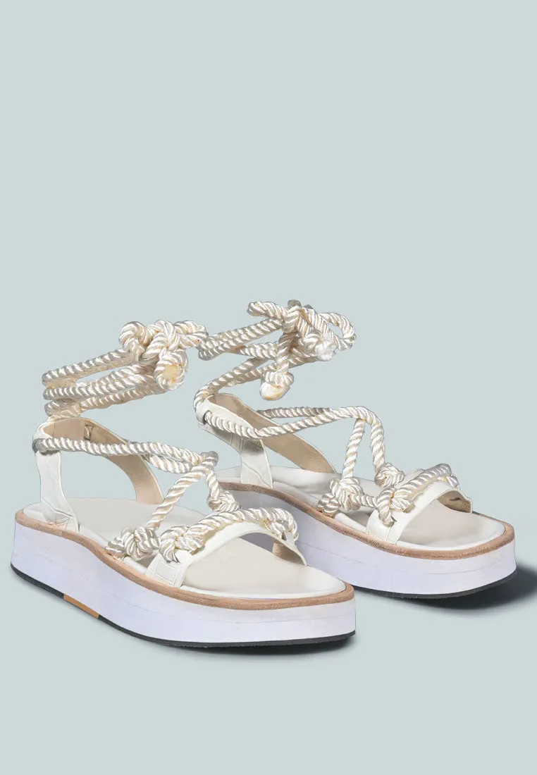 Kendall Strings Platform Leather Sandal By Ruw