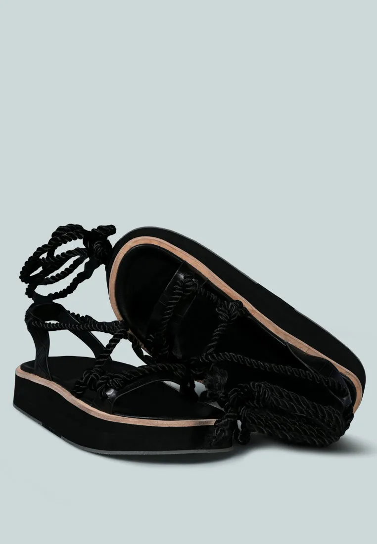 Kendall Strings Platform Leather Sandal By Ruw