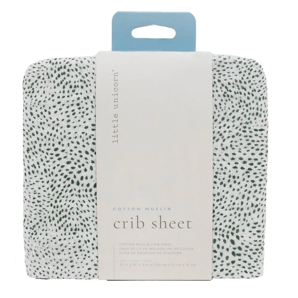 Little Unicorn Cotton Muslin Crib Sheet (Green Seed)