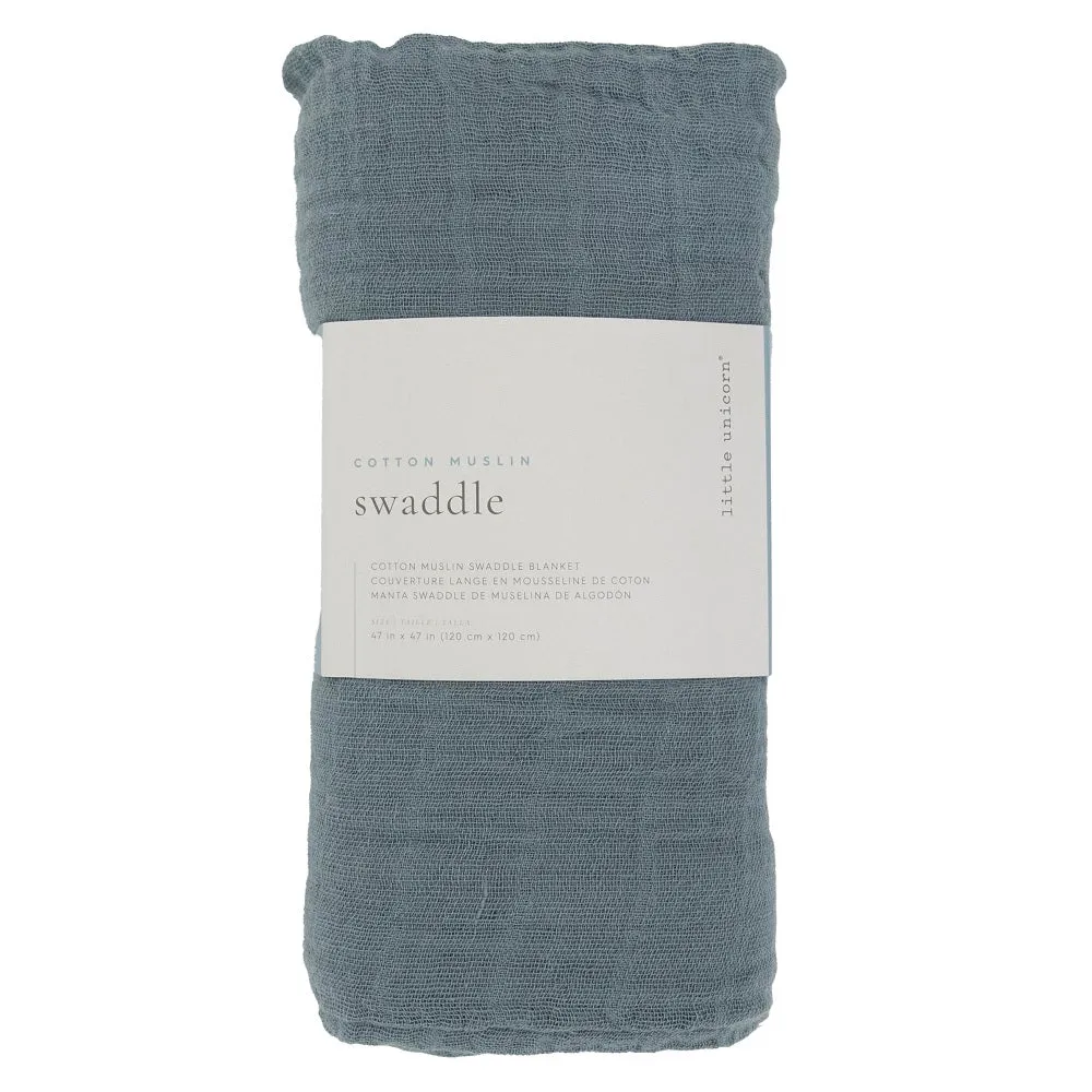 Little Unicorn Cotton Muslin Single Swaddle (Sea)