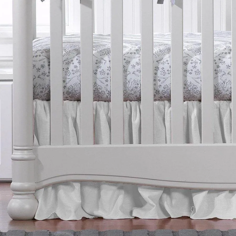 Liz & Roo White Woven Gathered Crib Skirt 17" Drop