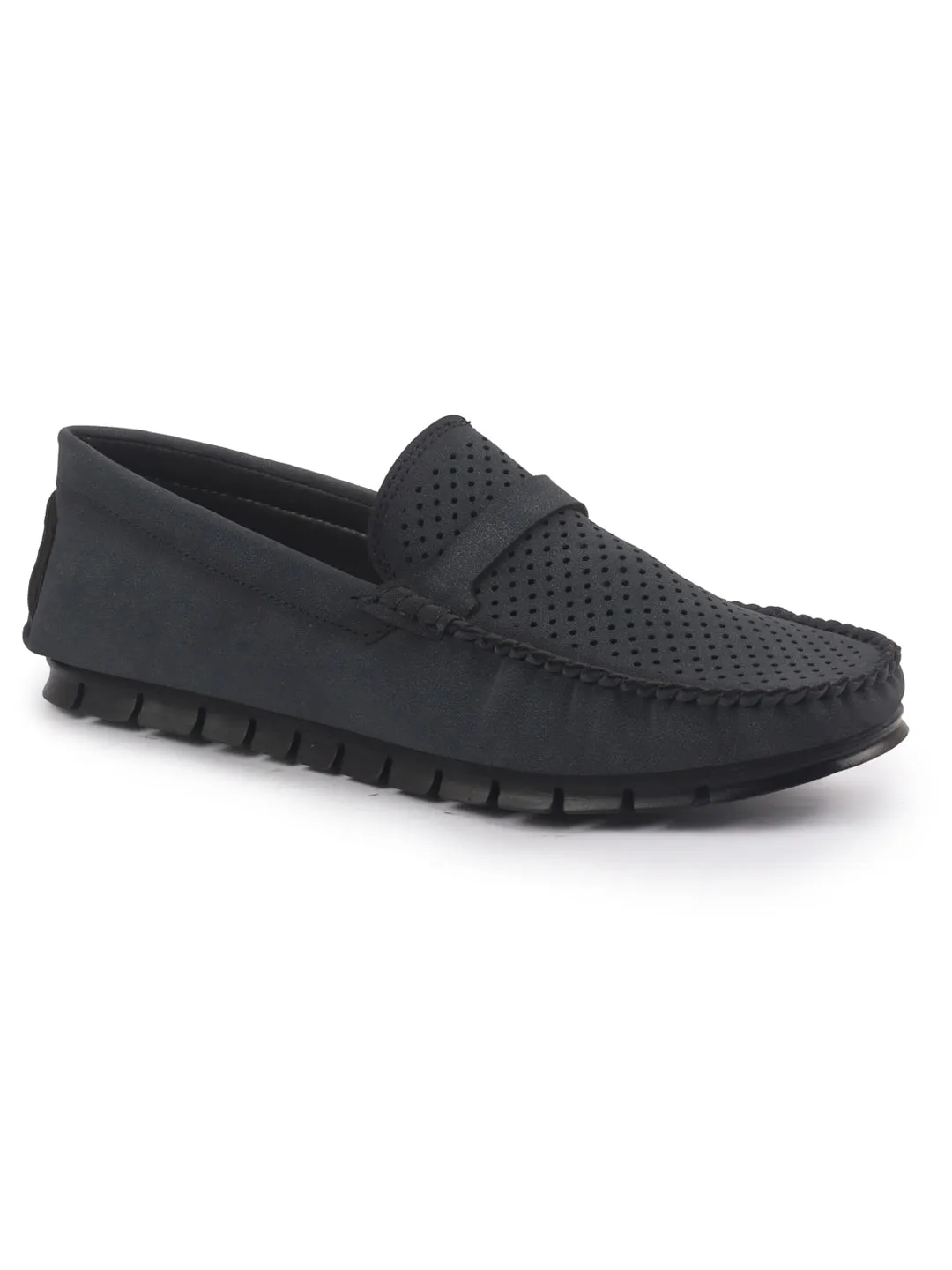 Men Laser Cut Suede Slip-On Shoe Driving Loafers Breathable Shoe with Memory Cushioned Insole All Day Long Comfortable
