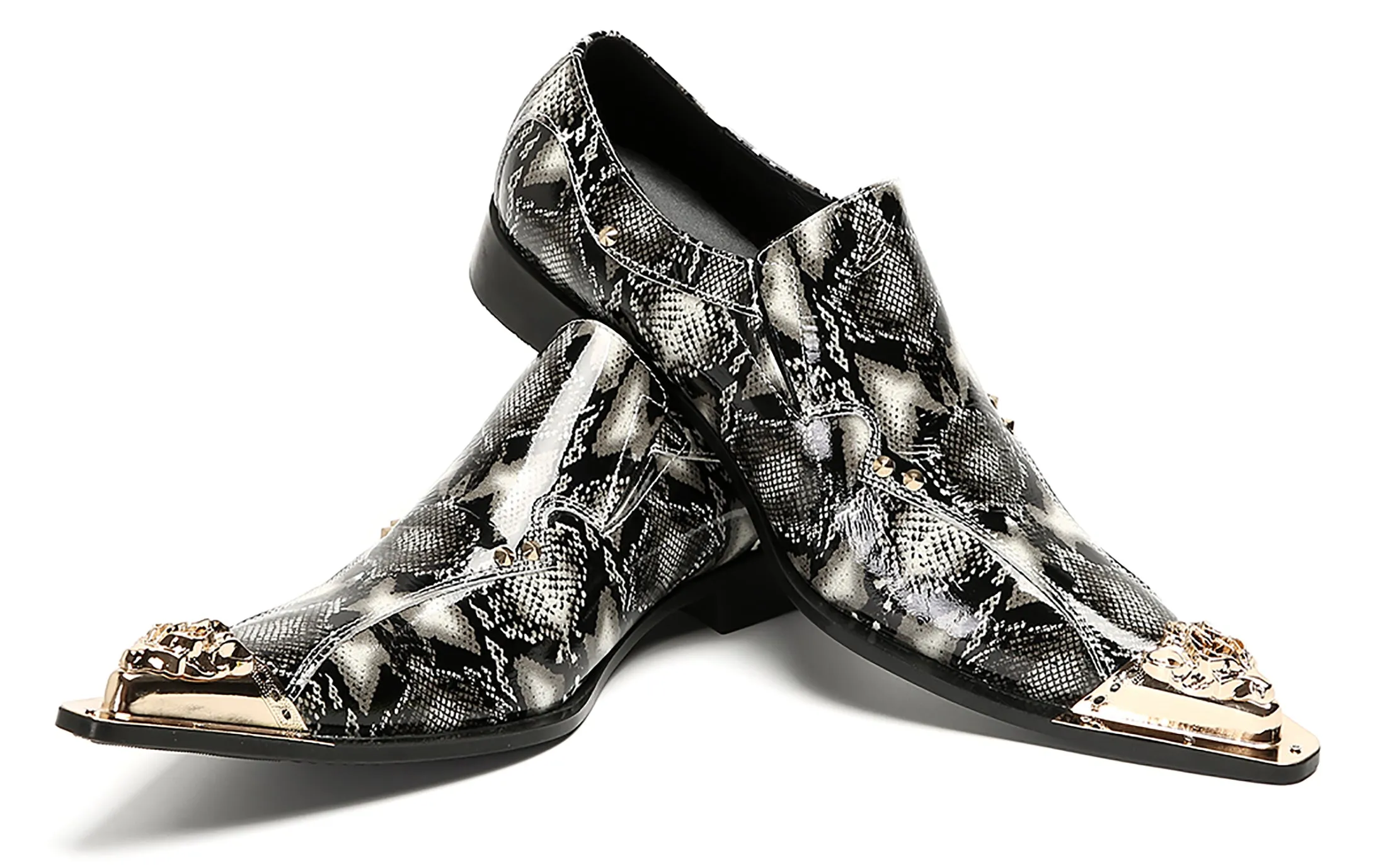Mens Party Casual Metal Pointed Toe Ballroom Western Loafers