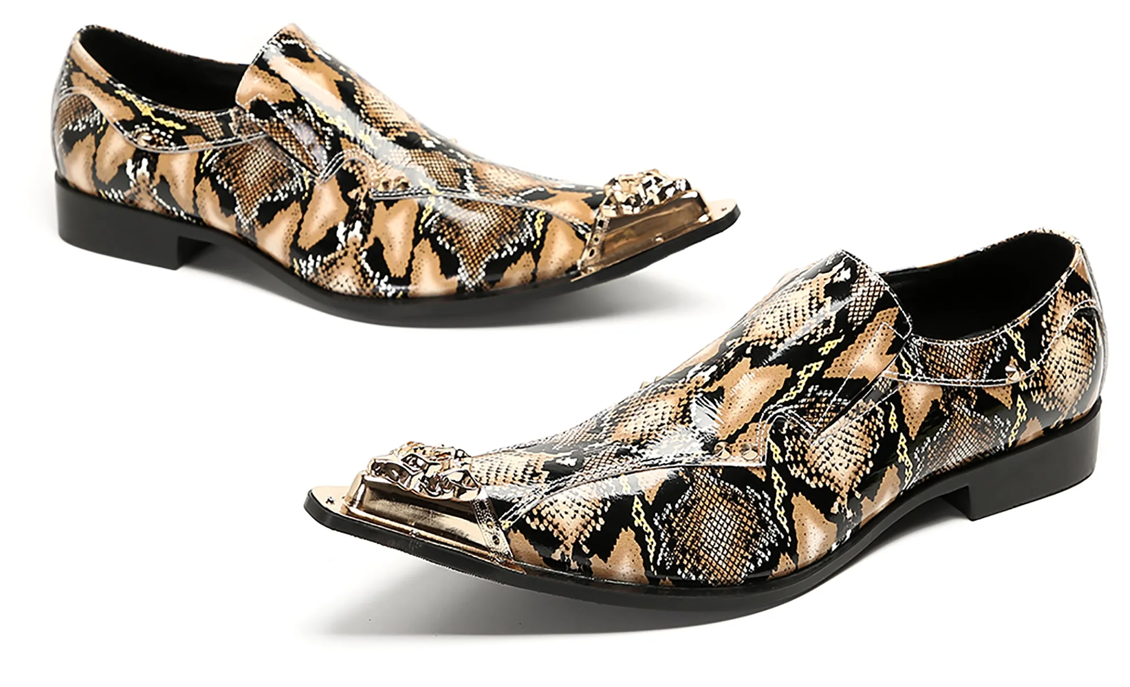 Mens Party Casual Metal Pointed Toe Ballroom Western Loafers