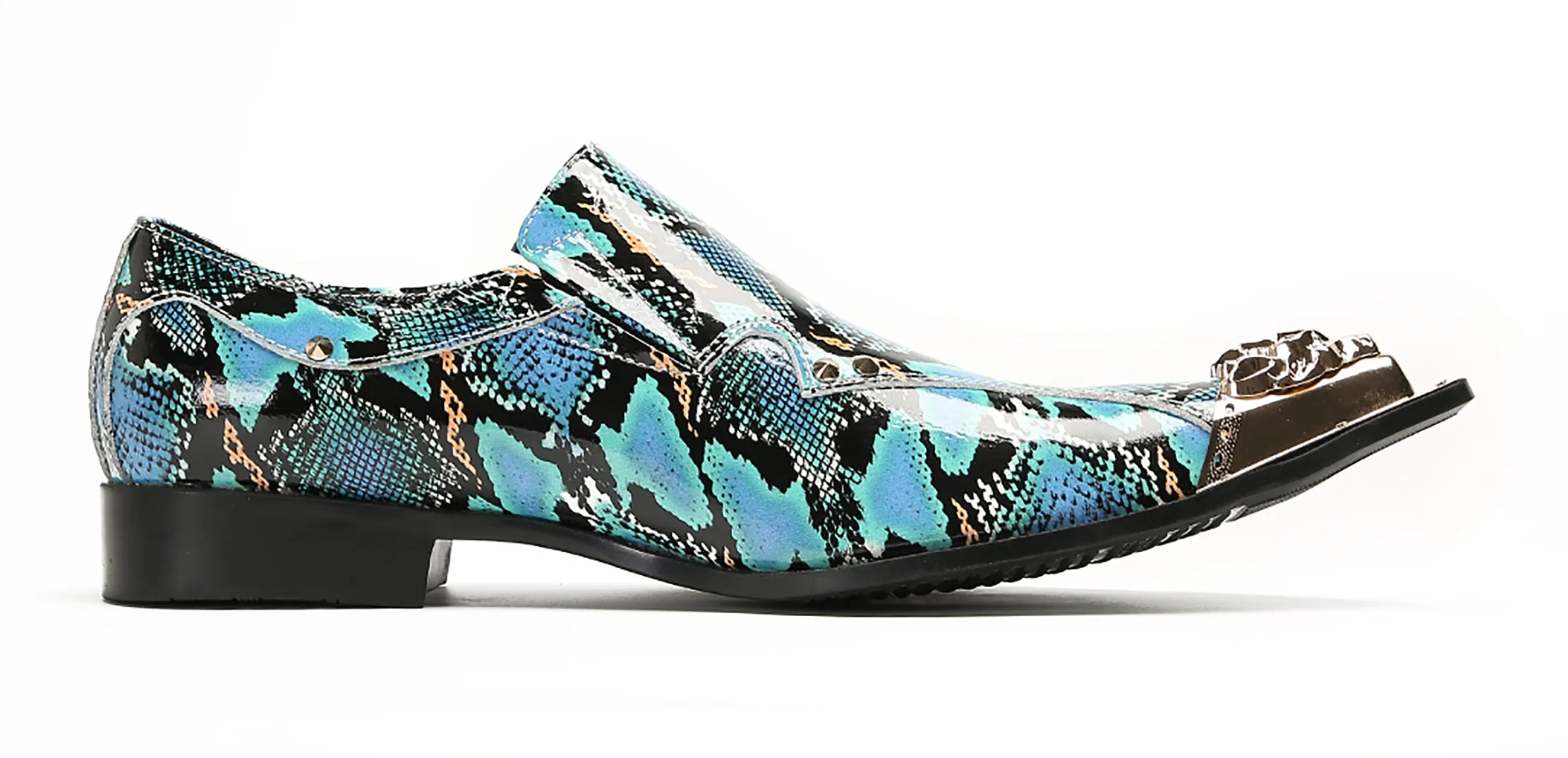 Mens Party Casual Metal Pointed Toe Ballroom Western Loafers